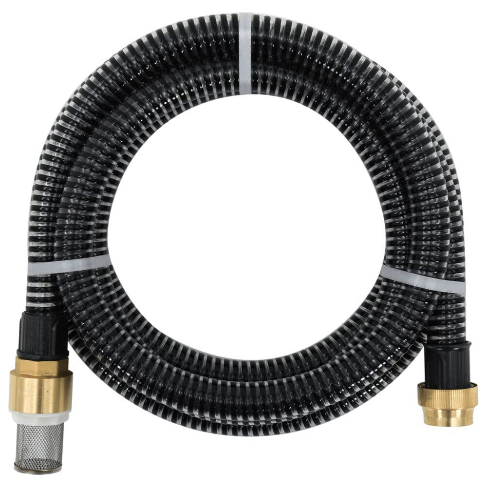 vidaXL Sugslang med kopplingar mässing svart 1,1" 15 m PVC