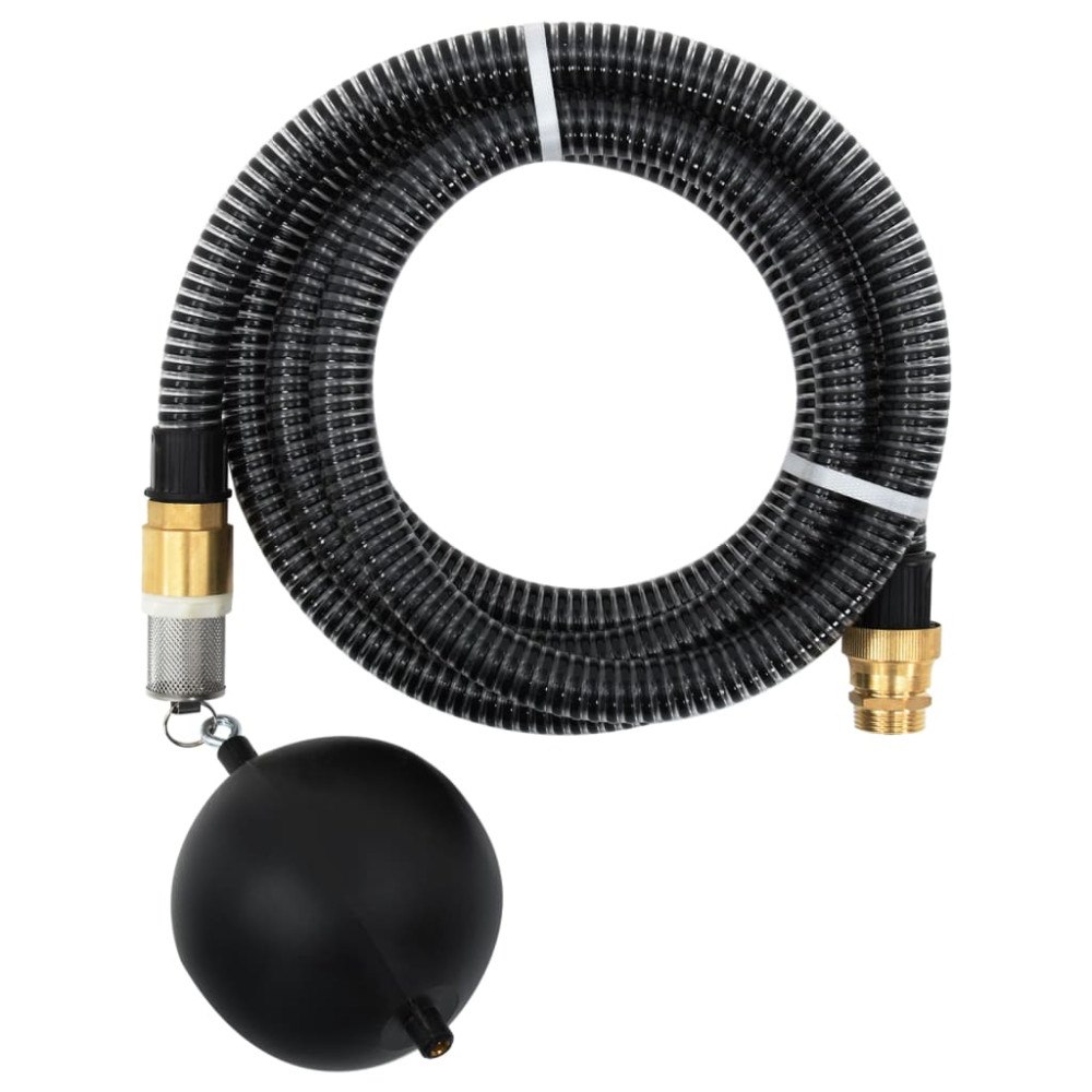 vidaXL Sugslang med kopplingar mässing svart 1,1" 15 m PVC