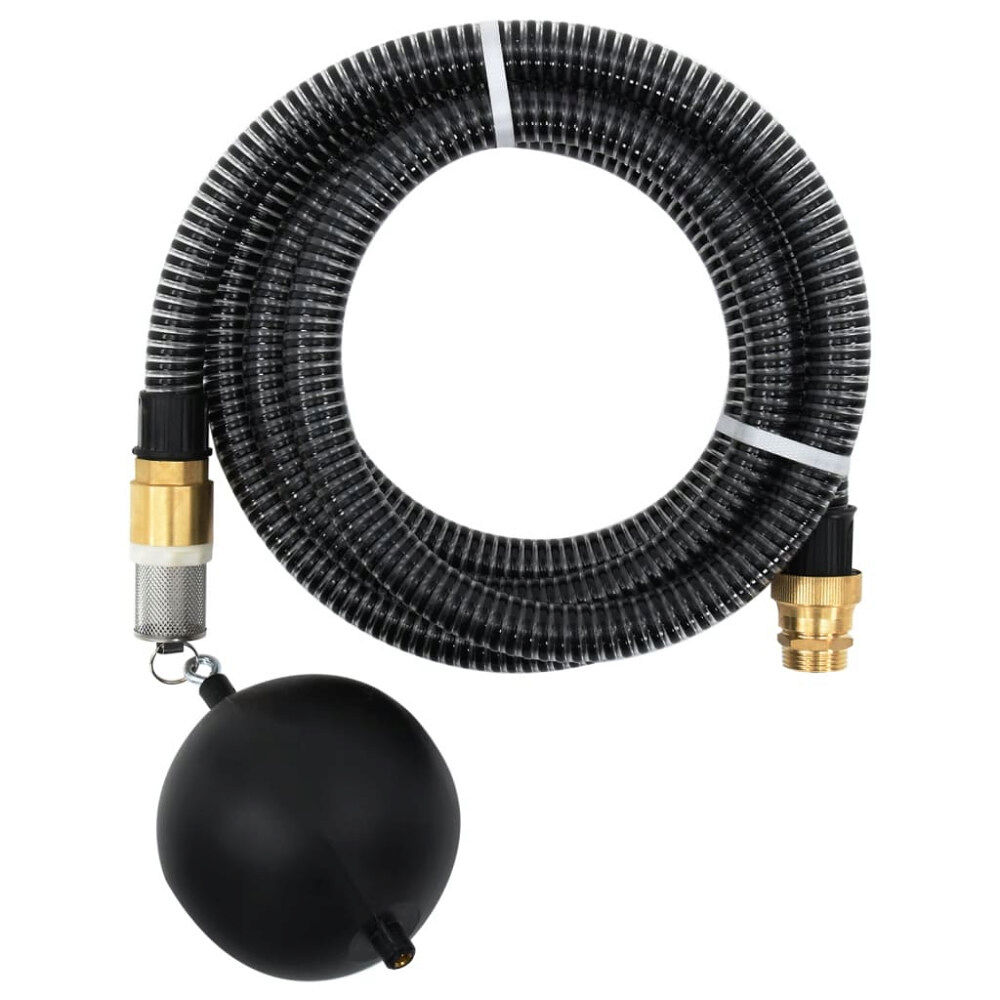 vidaXL Sugslang med kopplingar mässing svart 1,1" 20 m PVC