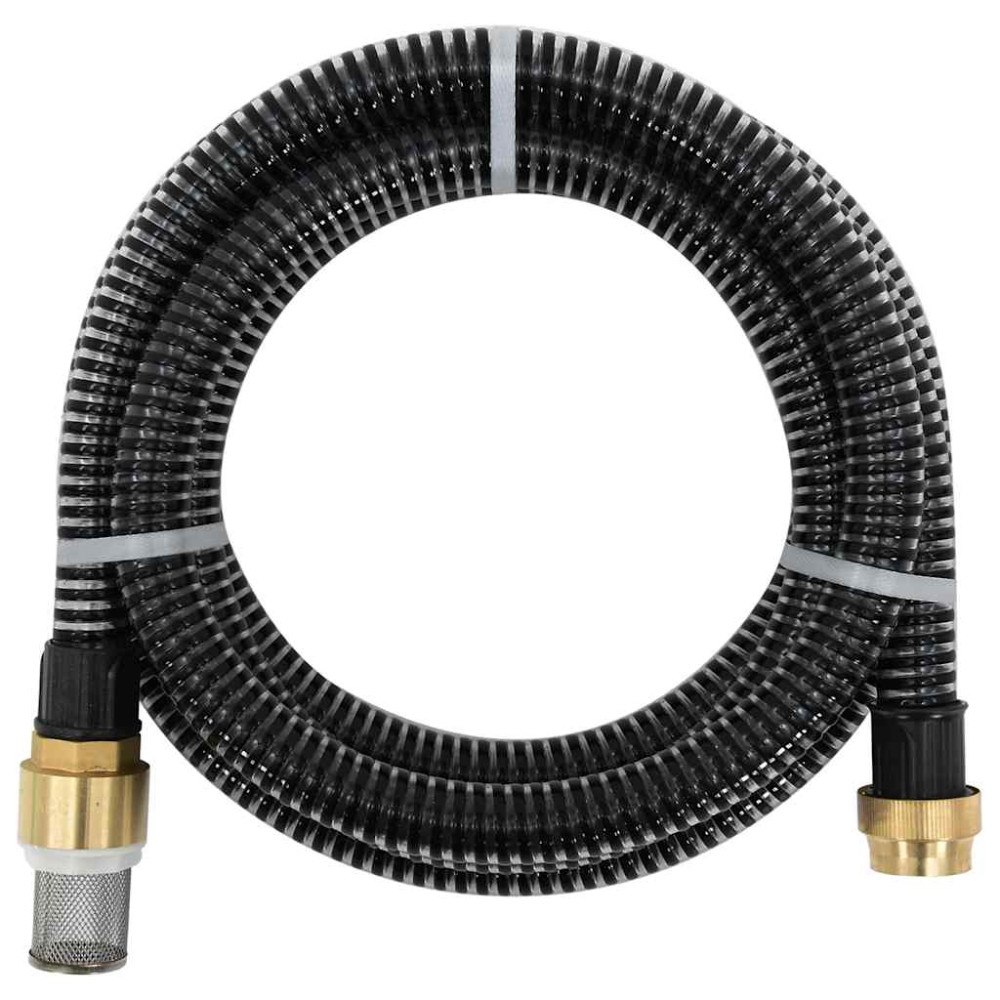 vidaXL Sugslang med kopplingar mässing svart 1,1" 25 m PVC