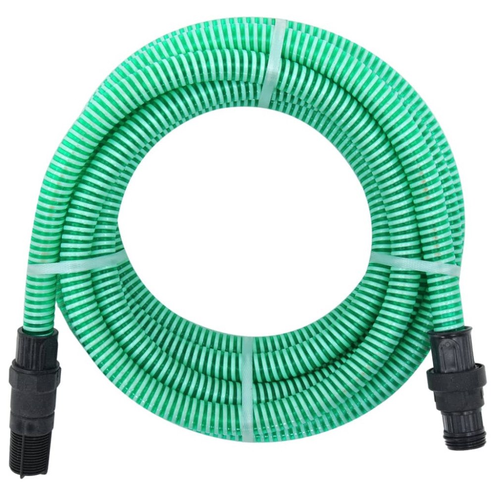 vidaXL Sugslang med kopplingar mässing grön 1" 10 m PVC