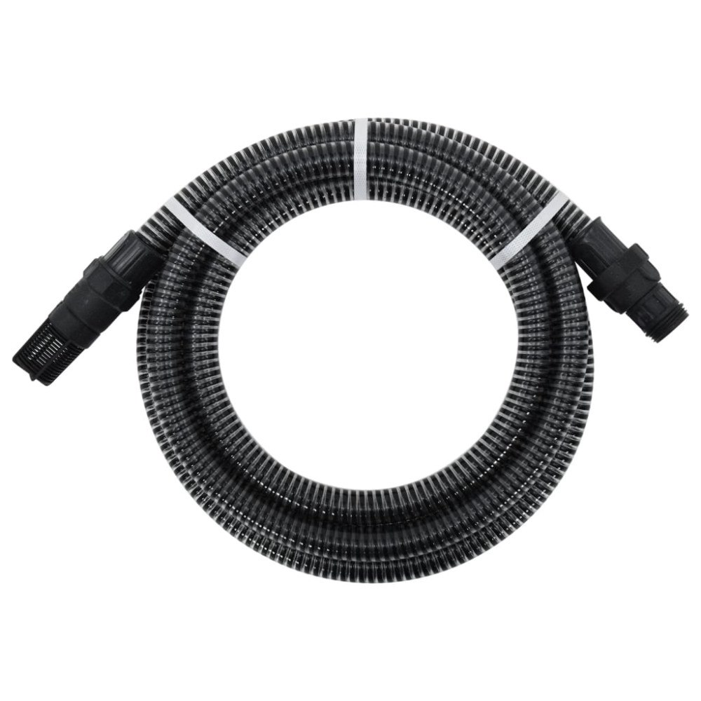vidaXL Sugslang med kopplingar mässing svart 1" 7 m PVC