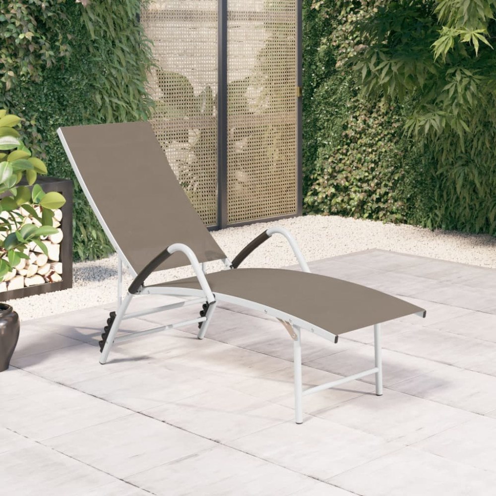 vidaXL Solsäng textilen och aluminium taupe