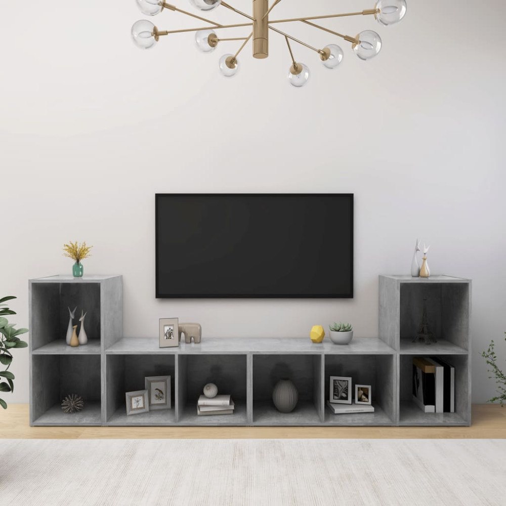 vidaXL TV-skåp 4 st betonggrå 72x35x36,5 cm konstruerat trä