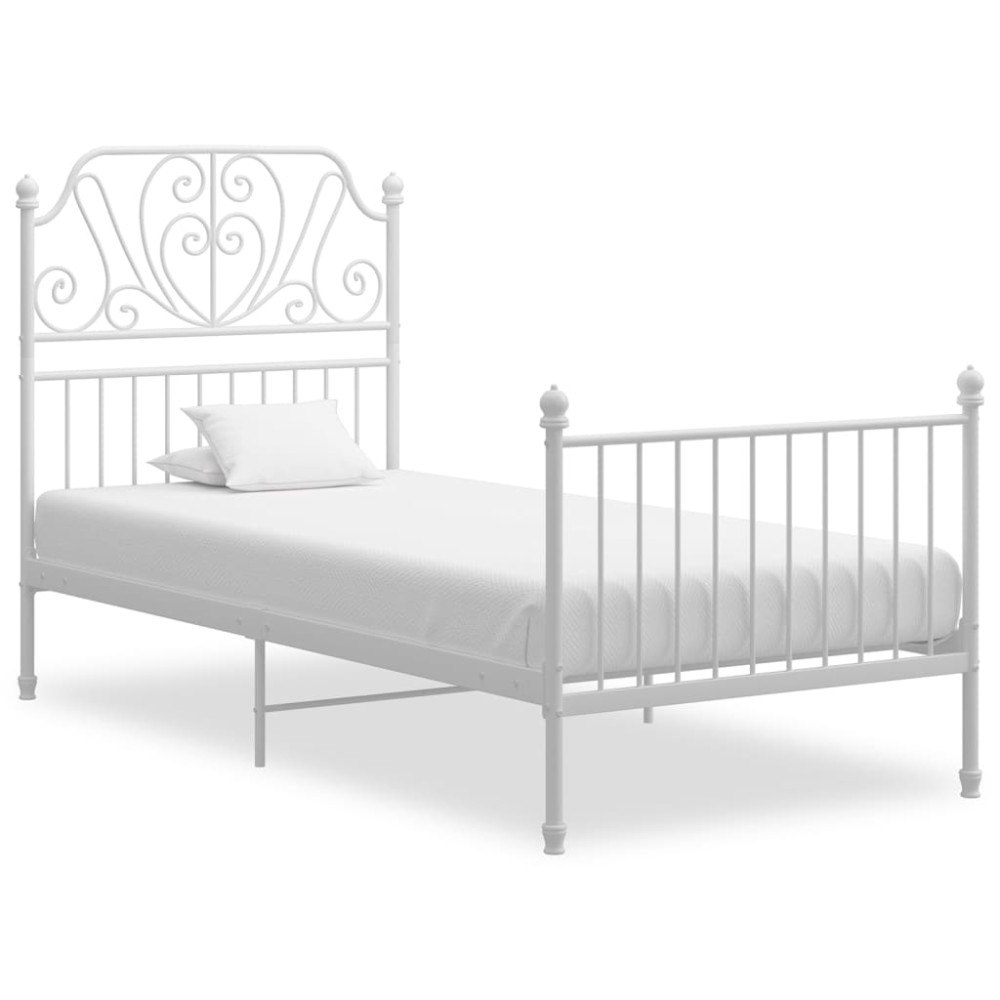 vidaXL Sängram utan madrass vit metall 90x200 cm