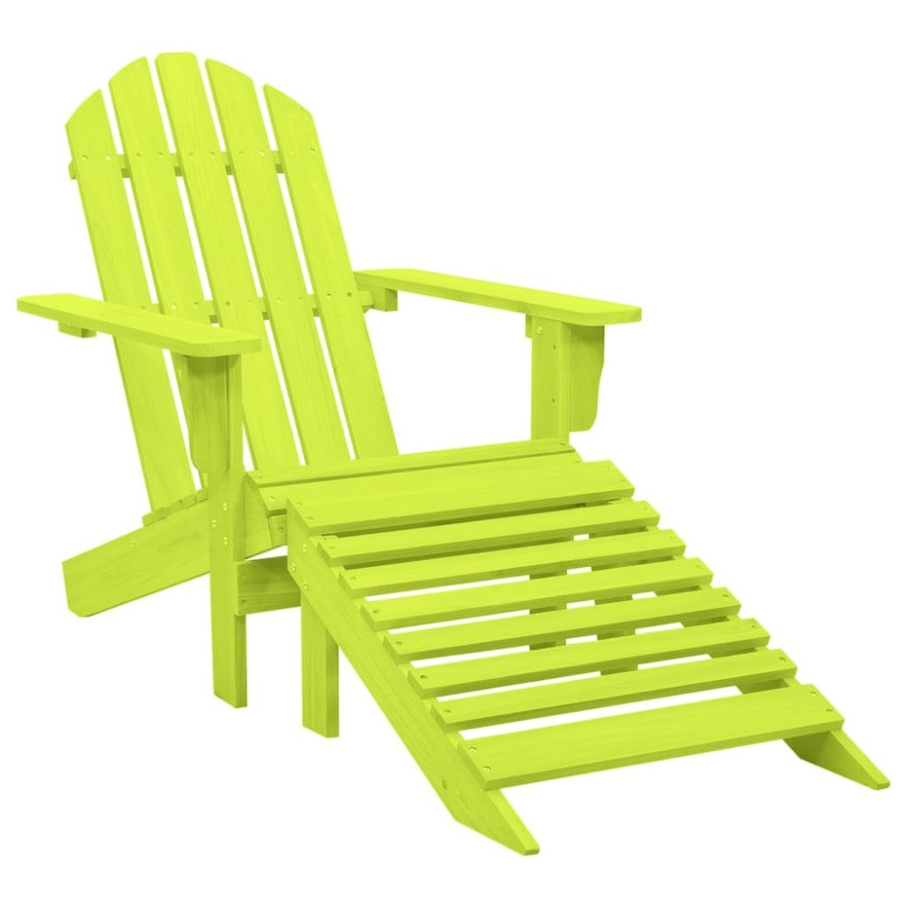 vidaXL Adirondackstol med fotpall massivt granträ grön