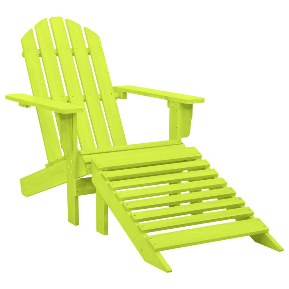 vidaXL Adirondackstol med fotpall massivt granträ grön