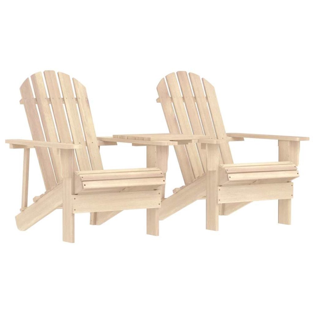 vidaXL Adirondackstolar med bord massivt granträ