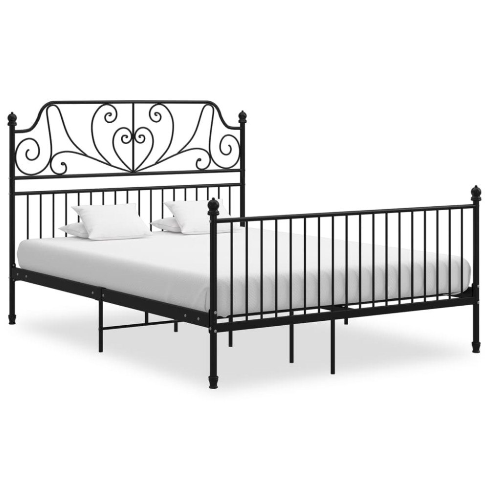 vidaXL Sängram utan madrass svart metall 160x200 cm