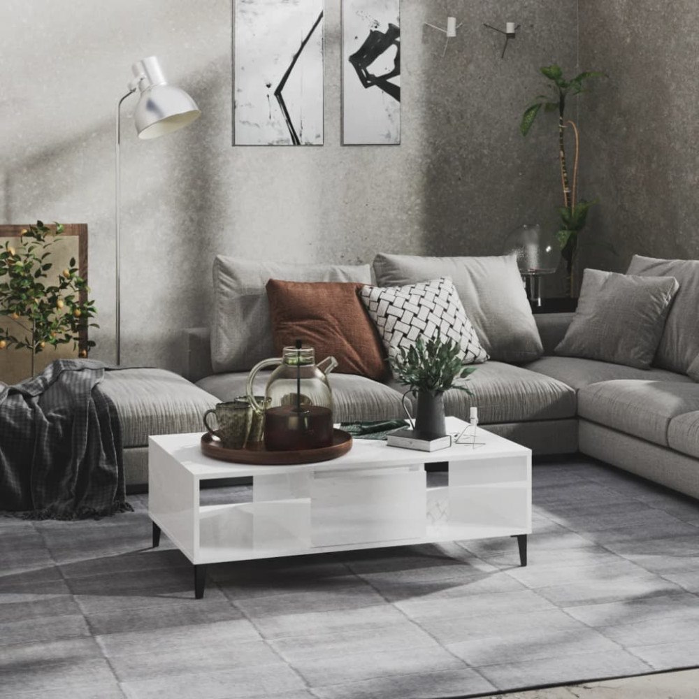 vidaXL Soffbord vit högglans 103,5x60x35 cm konstruerat trä