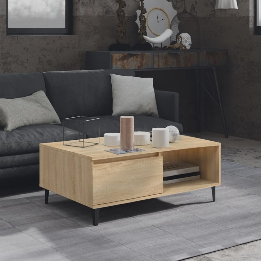 vidaXL Soffbord sonoma-ek 90x60x35 cm konstruerat trä