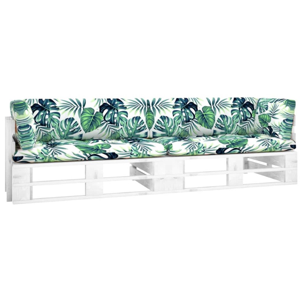 vidaXL Pallsoffa 2-sits med dynor vit impregnerad furu
