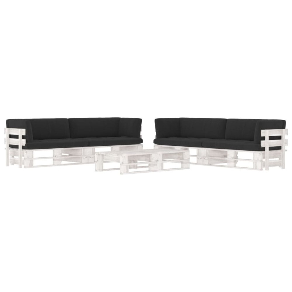 vidaXL Pallsoffgrupp med dynor 6 delar vit impregnerad furu