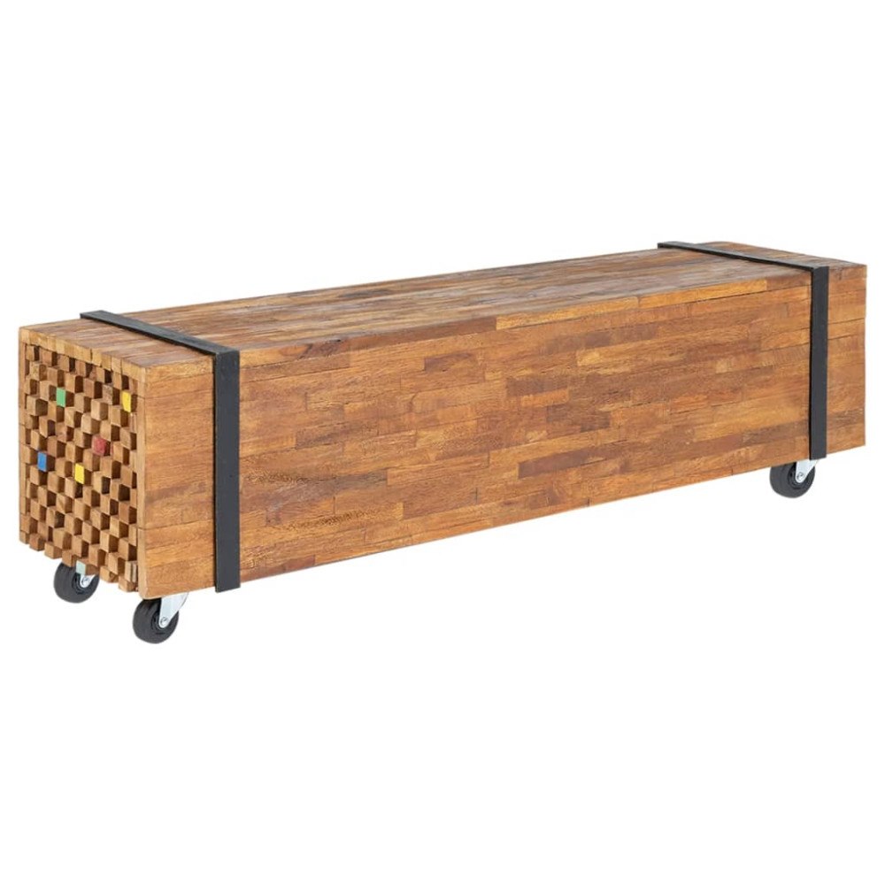 vidaXL Tv-bänk 110x30x32,5 cm massiv teak