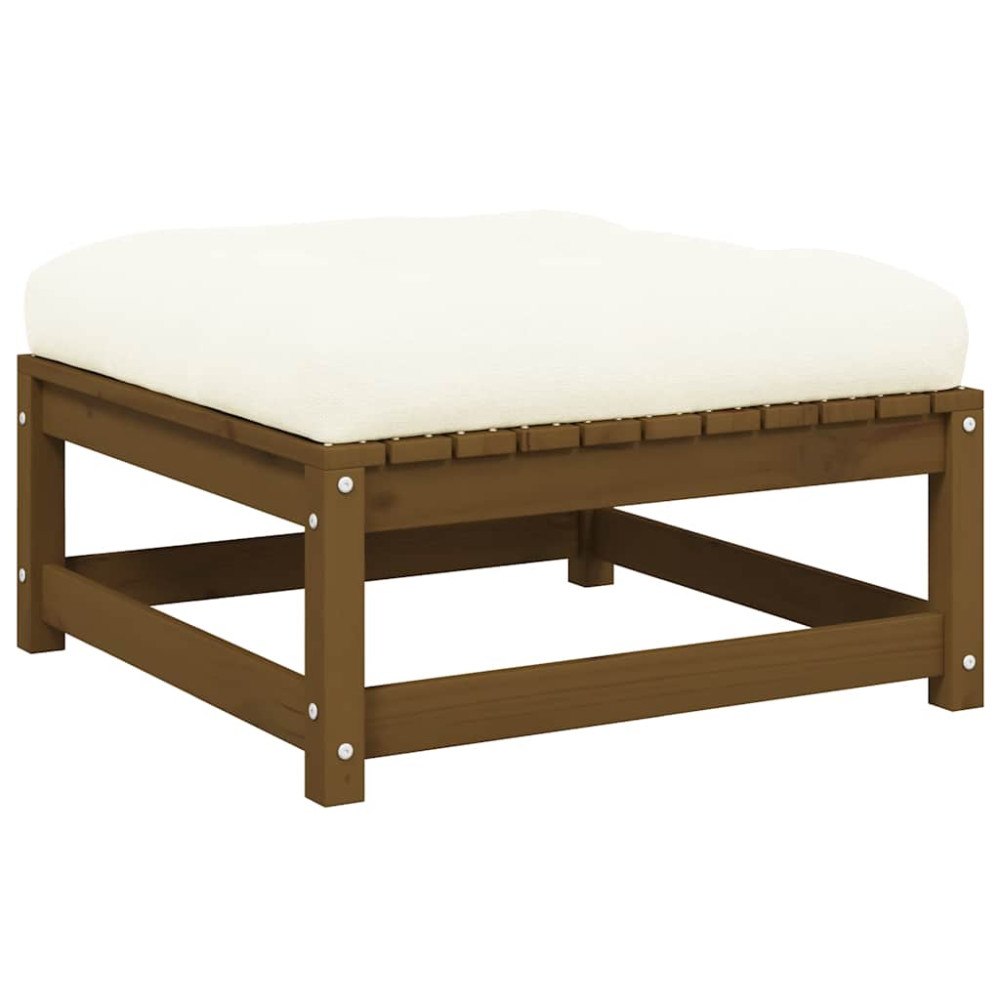 vidaXL Fotpall med dyna för trädgården honungsbrun massiv furu