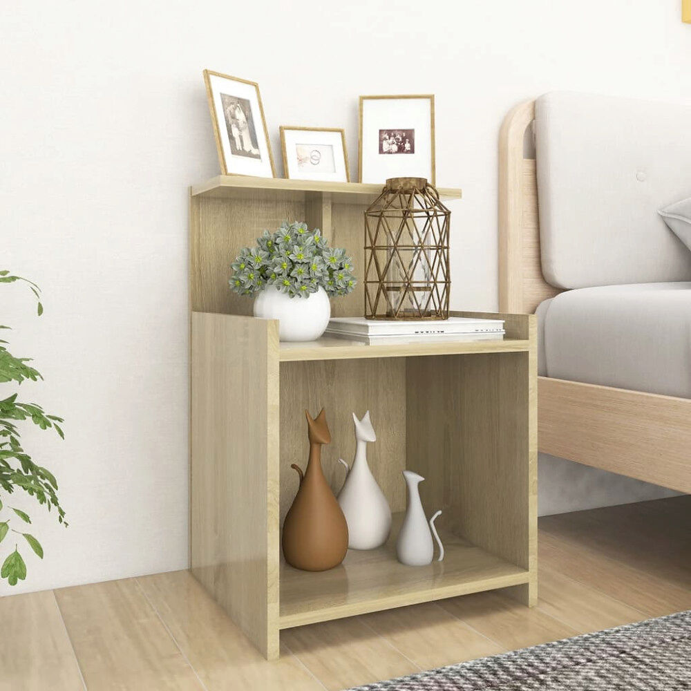 vidaXL Sängbord 2 st vit och sonoma-ek 40x35x60 cm konstruerat trä