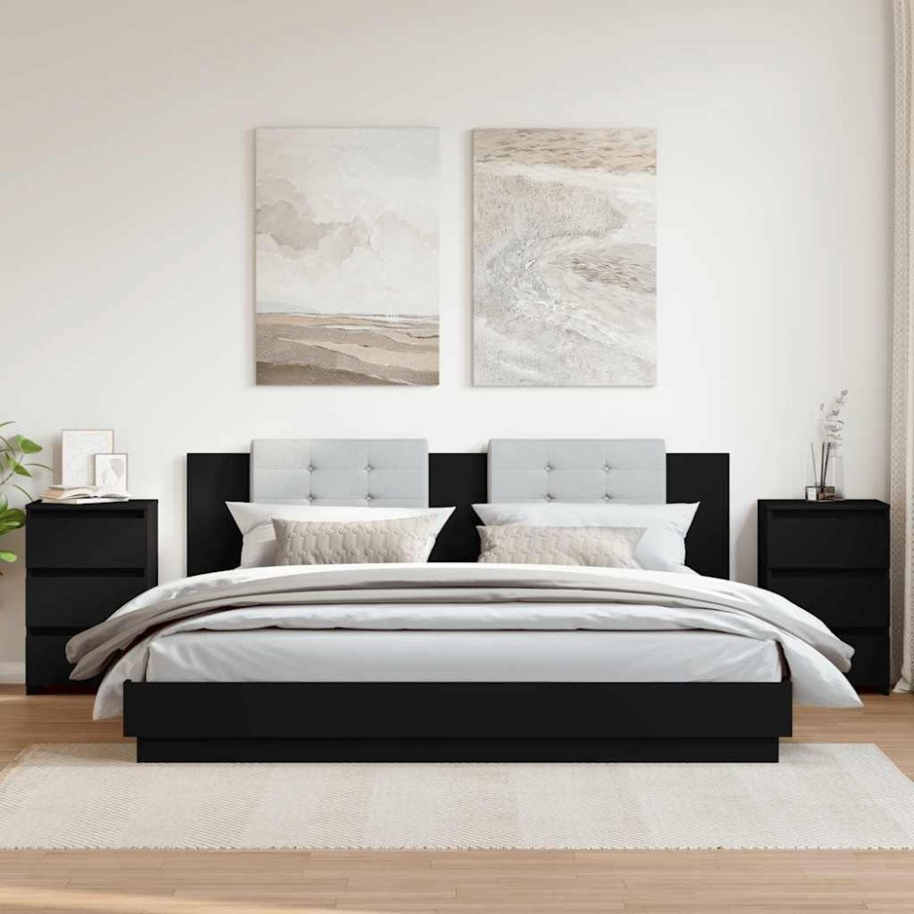 vidaXL Sängbord 2 st svart 40x35x62,5 cm konstruerat trä