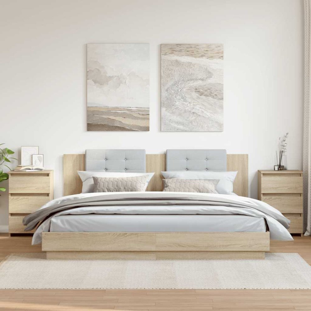 vidaXL Sängbord 2 st sonoma-ek 40x35x62,5 cm konstruerat trä