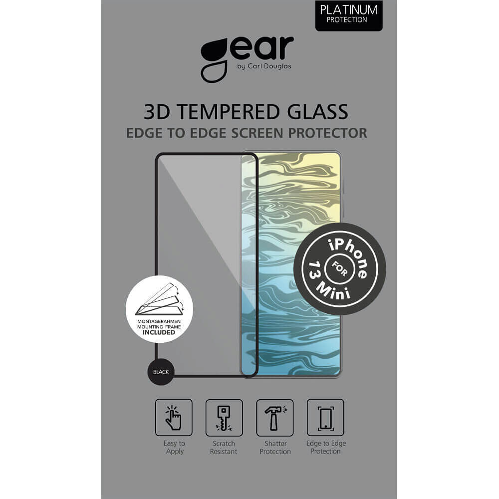GEAR Glass Prot. 3D Full Cover Black iPhone 13 Mini