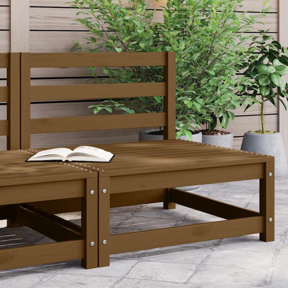 vidaXL Mittensoffa honungsbrun massiv furu