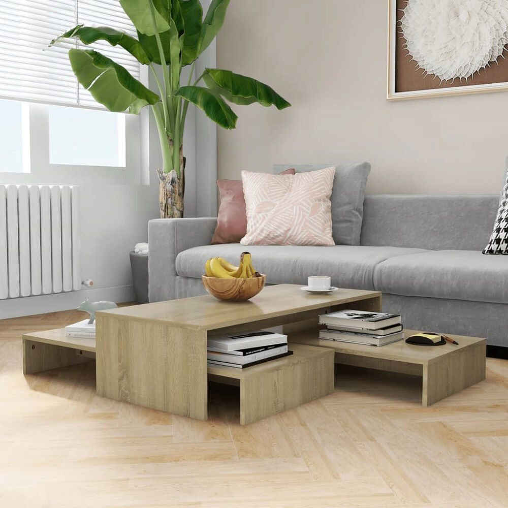 vidaXL Satsbord sonoma-ek 100x100x26,5 cm konstruerat trä
