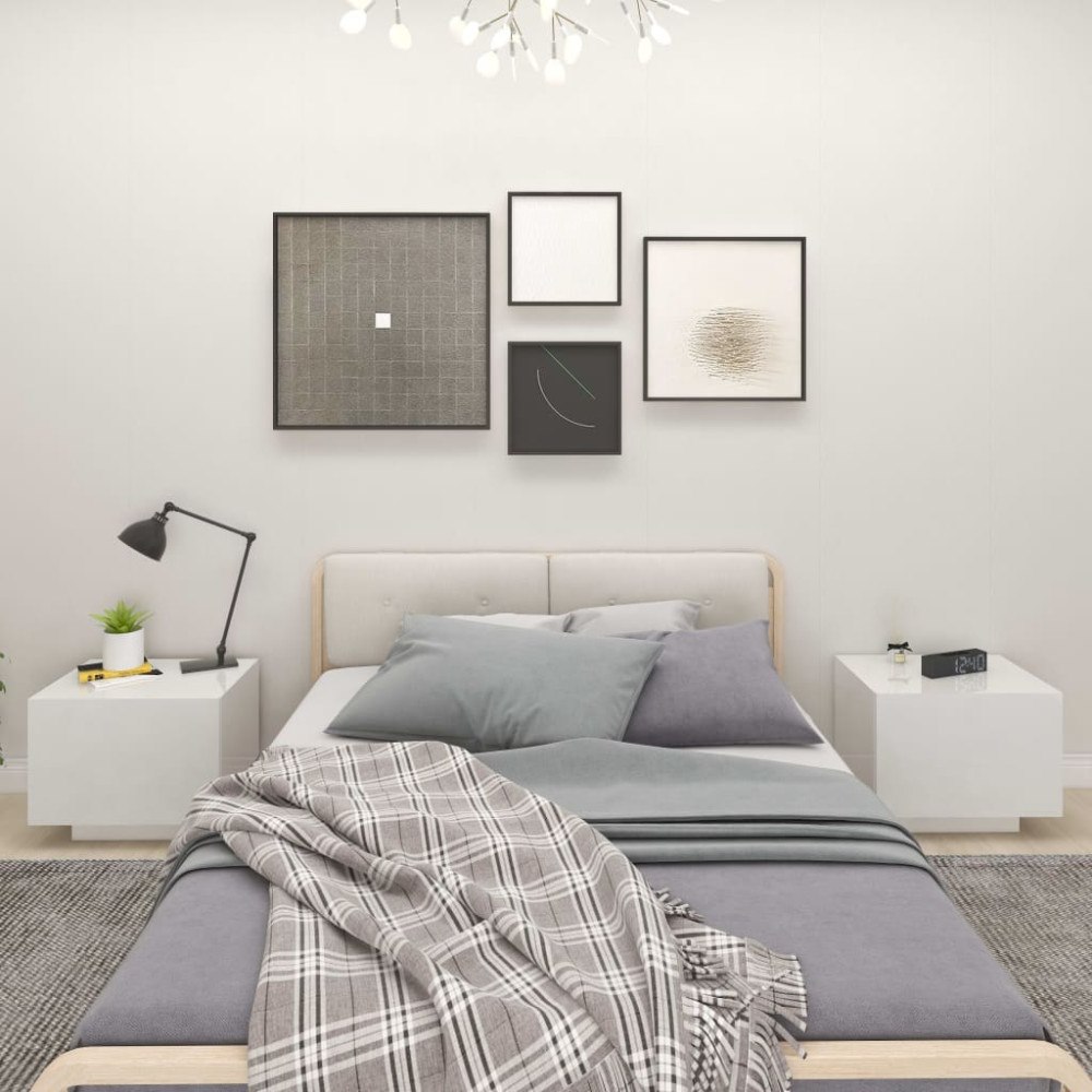 vidaXL Sängbord vit högglans 100x35x40 cm konstruerat trä
