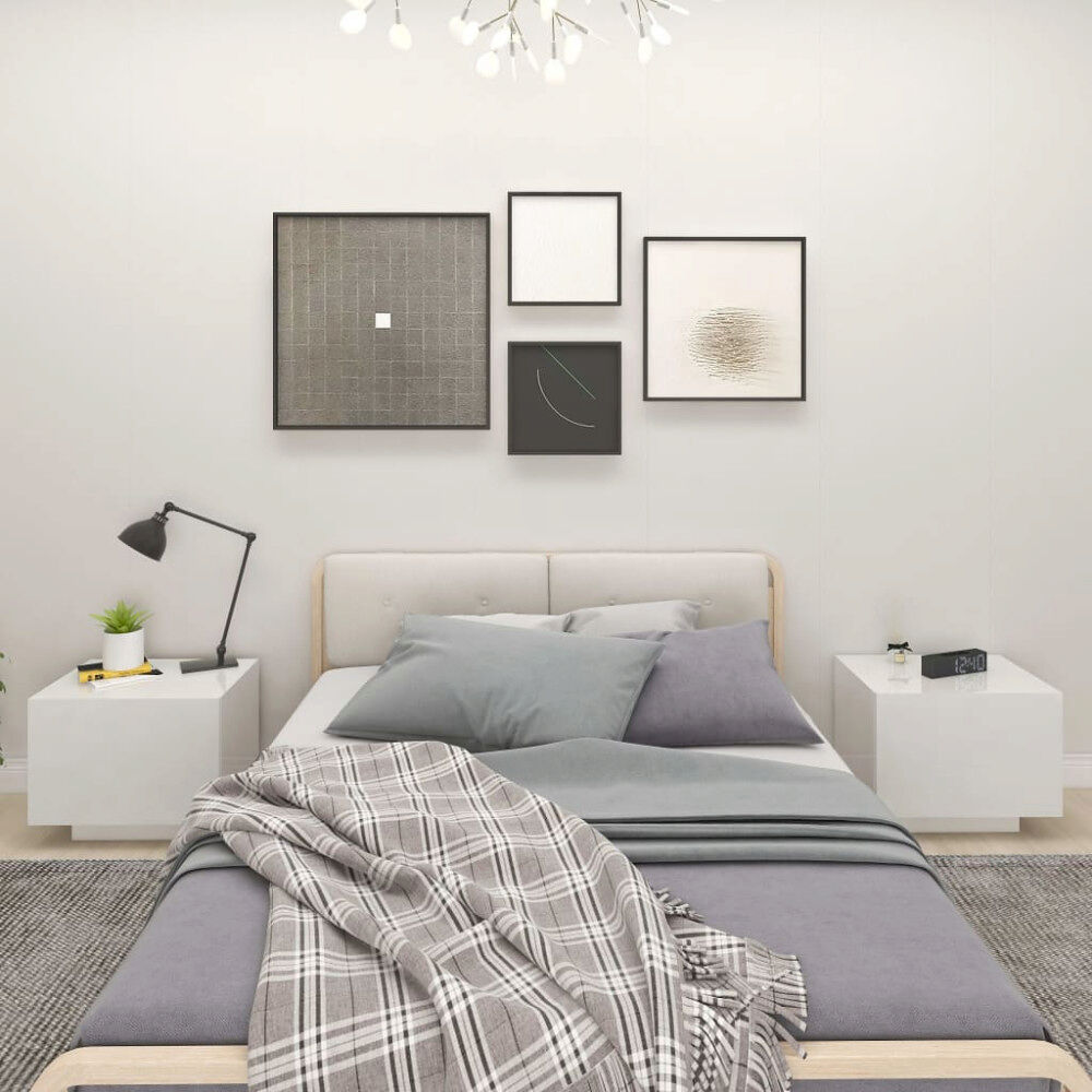 vidaXL Sängbord vit högglans 100x35x40 cm konstruerat trä