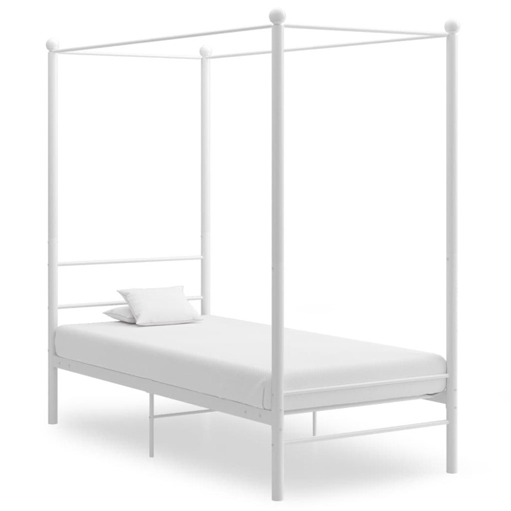 vidaXL Himmelsäng vit metall 90x200 cm