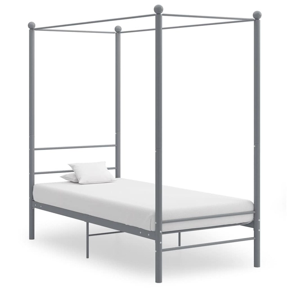 vidaXL Himmelsäng grå metall 90x200 cm