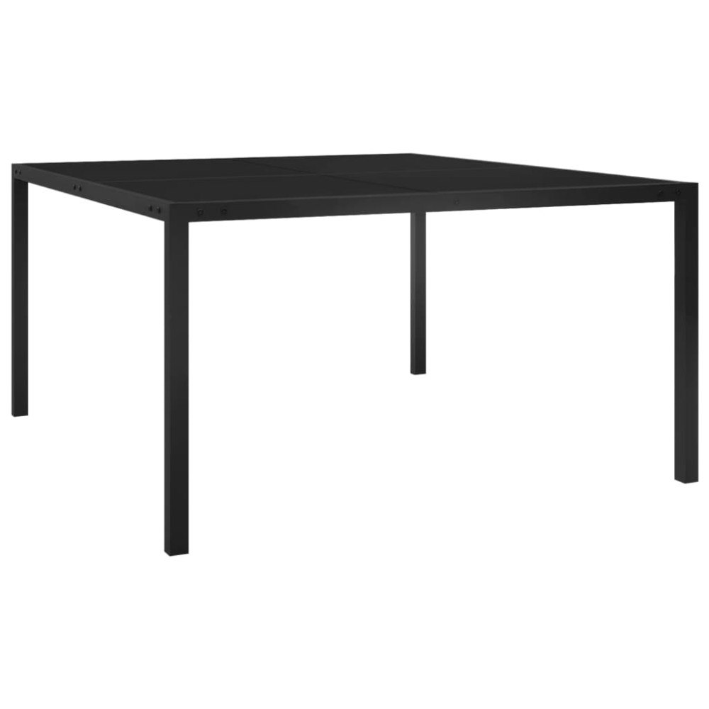 vidaXL Trädgårdsbord 130x130x72 cm svart stål och glas