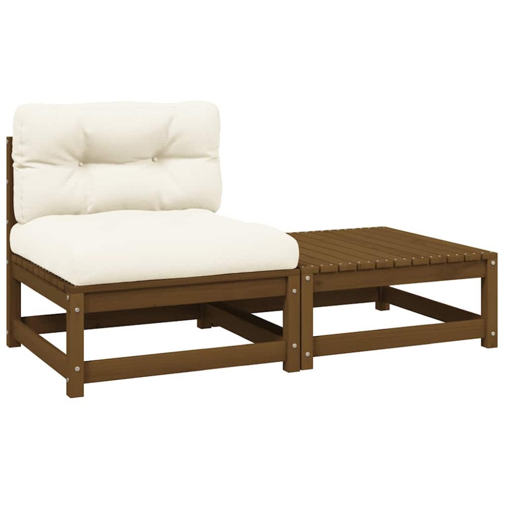 vidaXL Loungegrupp med dynor 2 delar honungsbrun massiv furu