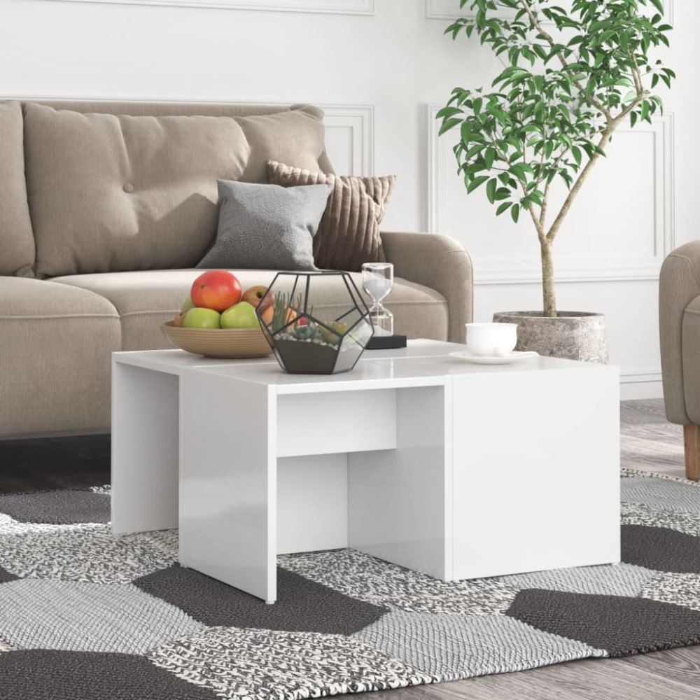vidaXL Soffbord 4 delar vit högglans 33x33x33 cm konstruerat trä