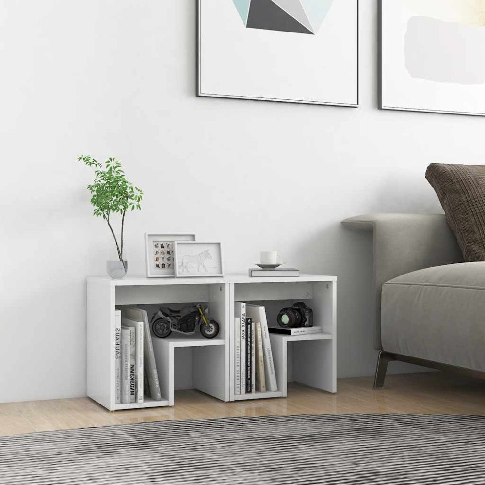 vidaXL Sängbord 2 st vit 40x30x40 cm konstruerat trä