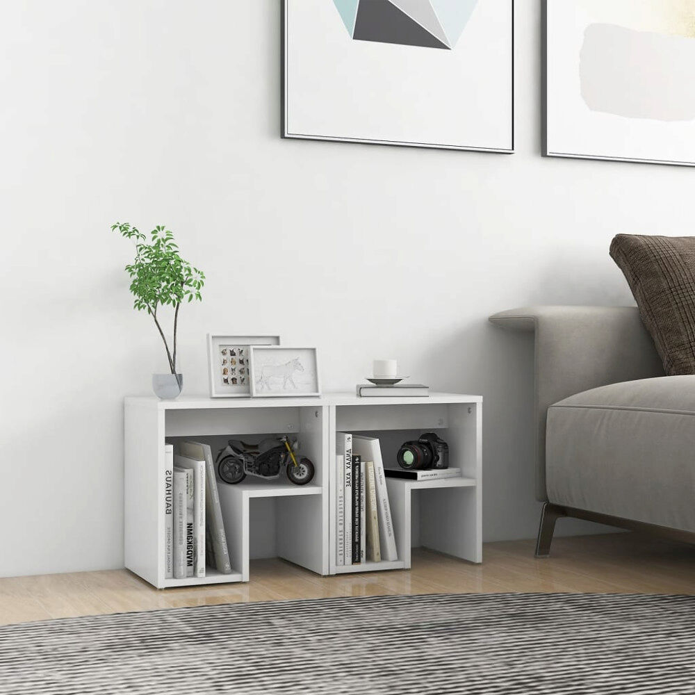 vidaXL Sängbord 2 st vit 40x30x40 cm konstruerat trä