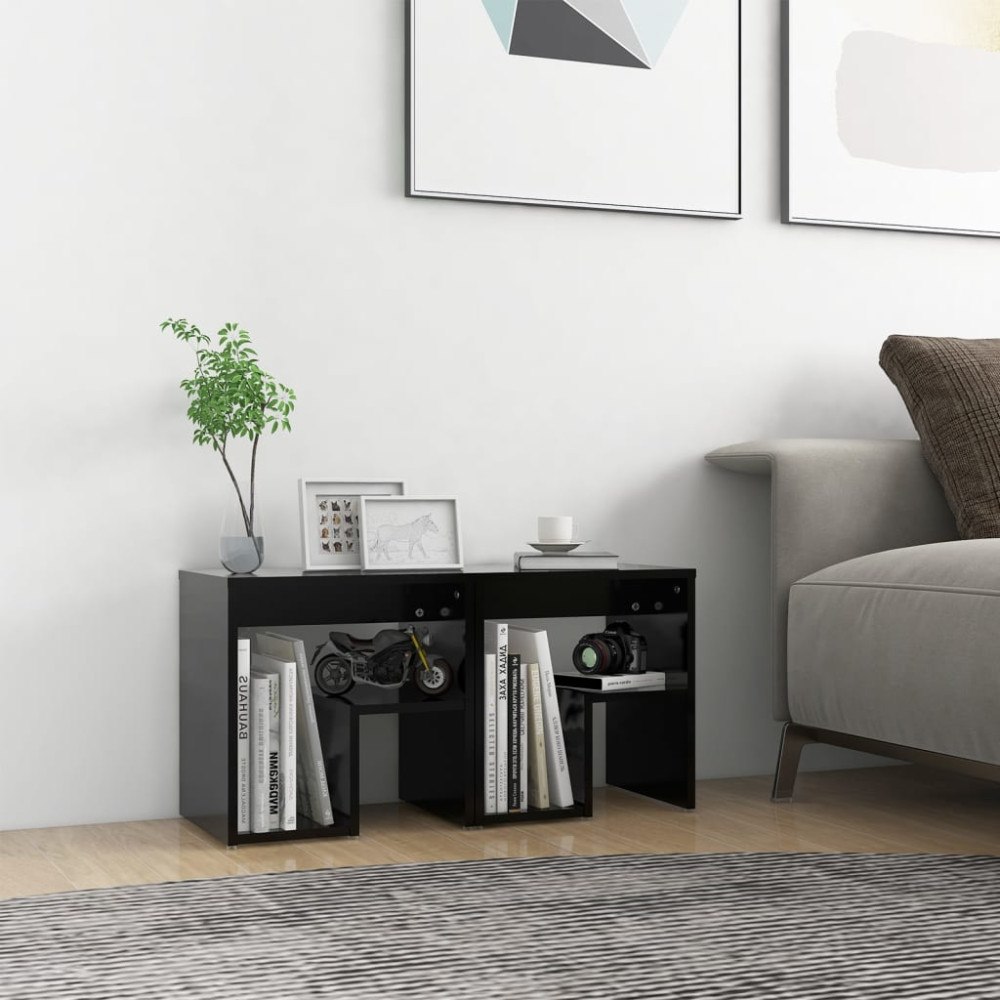 vidaXL Sängbord 2 st svart 40x30x40 cm konstruerat trä