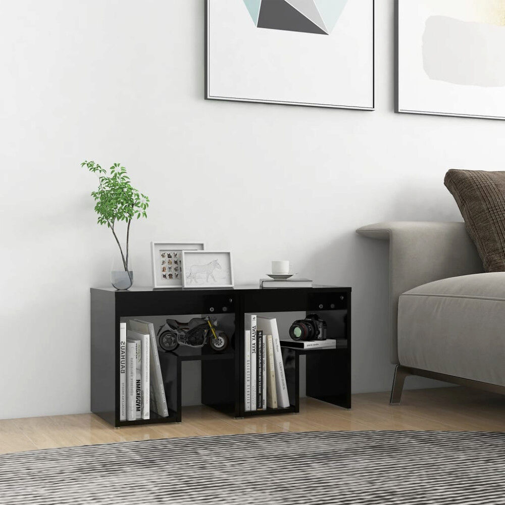 vidaXL Sängbord 2 st svart 40x30x40 cm konstruerat trä