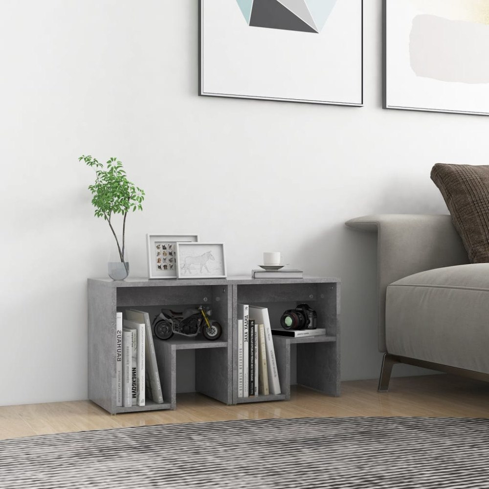 vidaXL Sängbord 2 st betonggrå 40x30x40 cm konstruerat trä