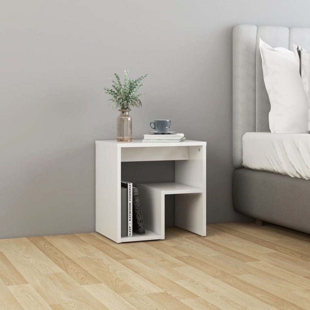 vidaXL Sängbord vit högglans 40x30x40 cm konstruerat trä