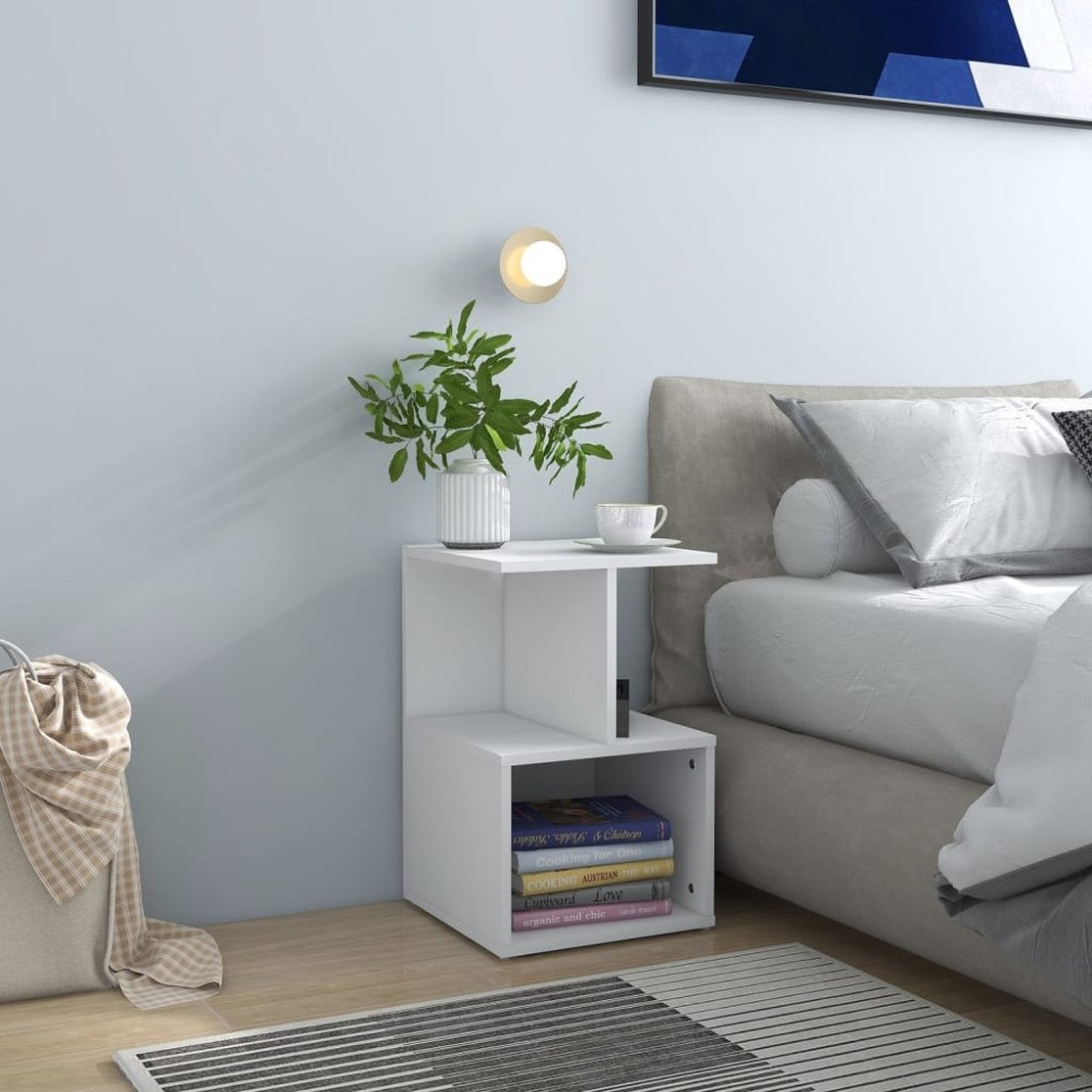 vidaXL Sängbord vit 35x35x55 cm konstruerat trä