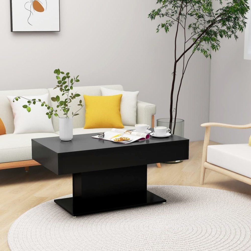 vidaXL Soffbord svart 96x50x45 cm konstruerat trä