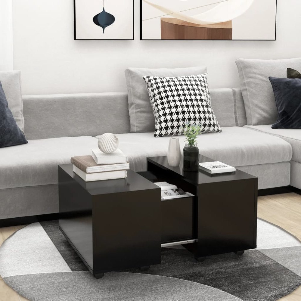 vidaXL Soffbord svart högglans 60x60x38 cm konstruerat trä