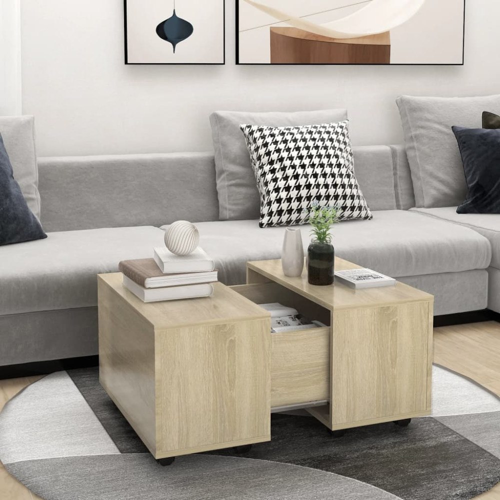 vidaXL Soffbord sonoma-ek 60x60x38 cm konstruerat trä