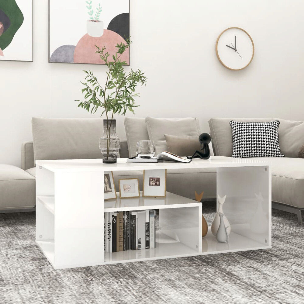 vidaXL Soffbord vit högglans 100x50x40 cm konstruerat trä
