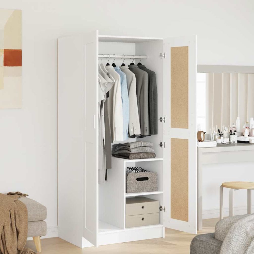 vidaXL Garderob vit 82,5x51,5x180 cm konstruerat trä