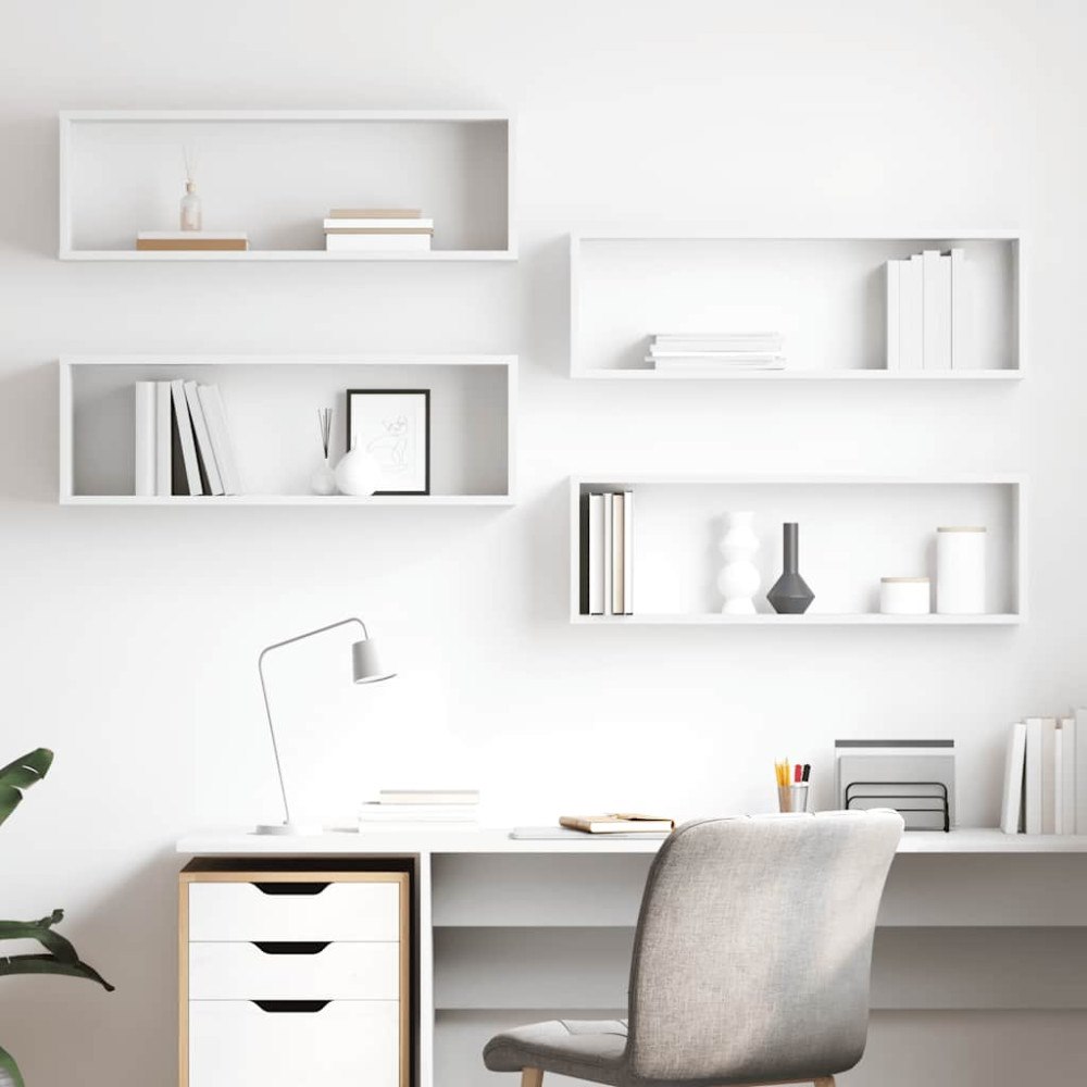 vidaXL Vägghylla kubformad 4 st vit 80x15x26,5 cm konstruerat trä