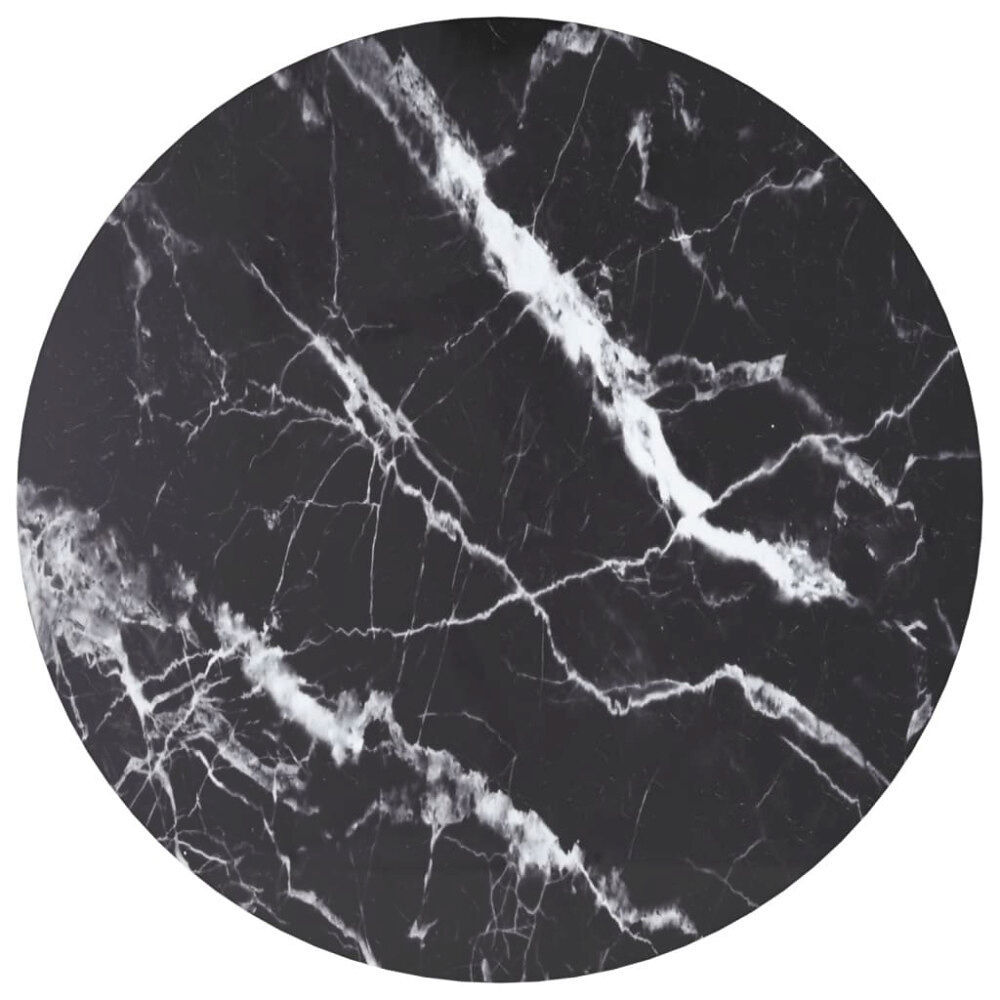 vidaXL Bordsskiva svart Ø50x0,8 cm härdat glas med marmortextur