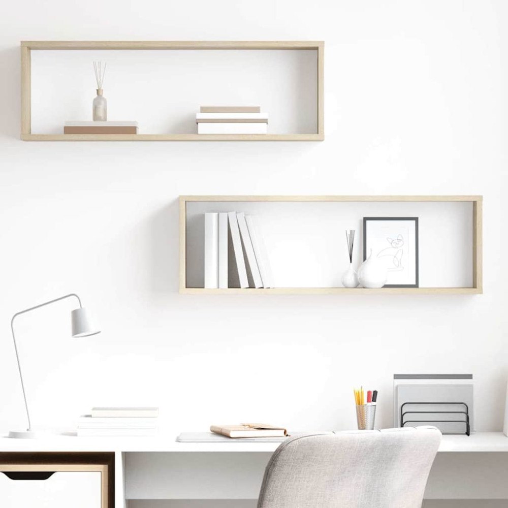 vidaXL Vägghylla kubformad 2 st sonoma-ek 80x15x26,5cm konstruerat trä