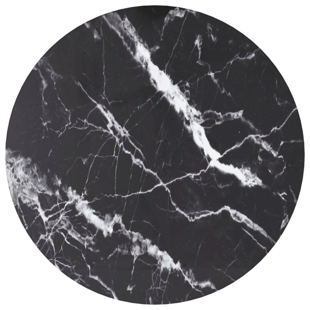 vidaXL Bordsskiva svart Ø60x0,8 cm härdat glas med marmortextur