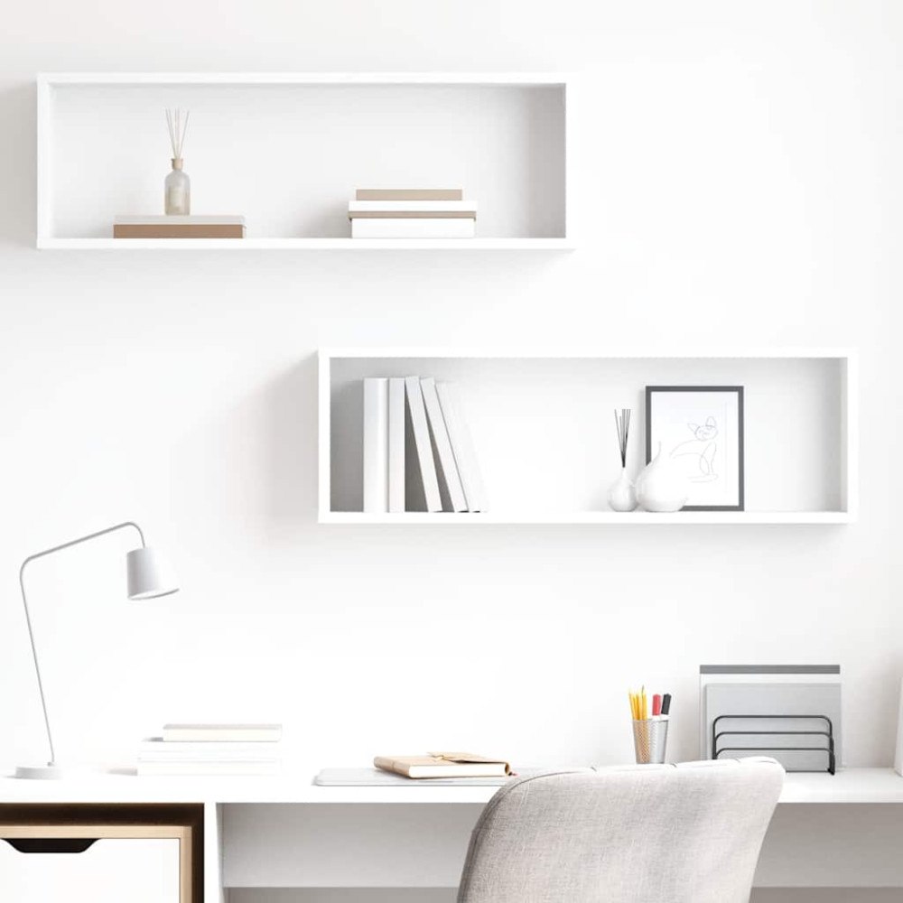 vidaXL Vägghylla kubformad 2 st vit 80x15x26,5 cm konstruerat trä