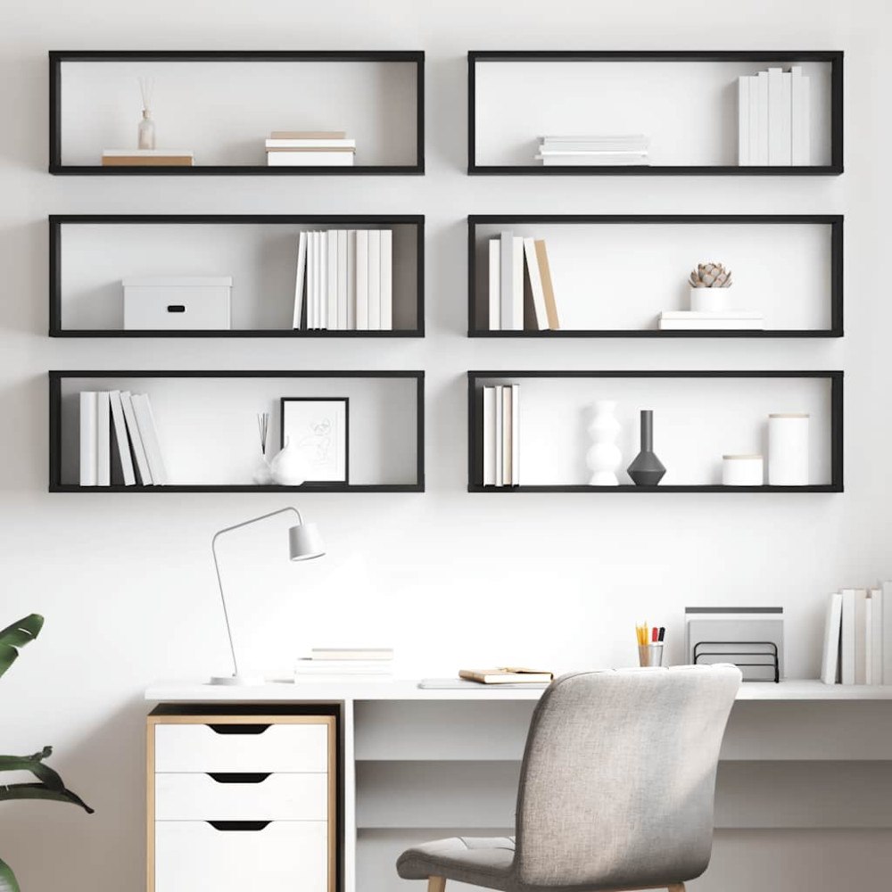 vidaXL Vägghylla kubformad 6 st svart 80x15x26,5 cm konstruerat trä